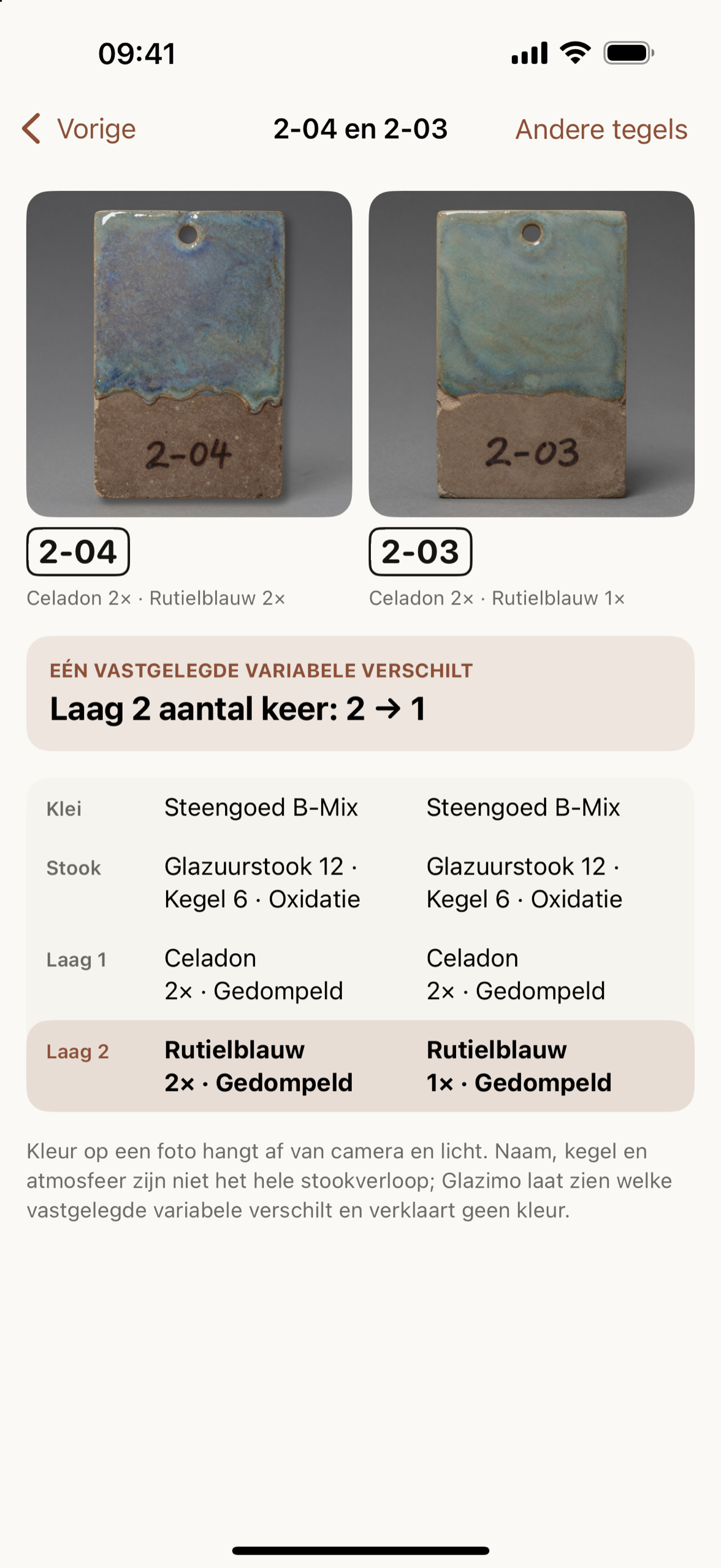 Tegels 2-04 en 2-03 met één genoteerd verschil