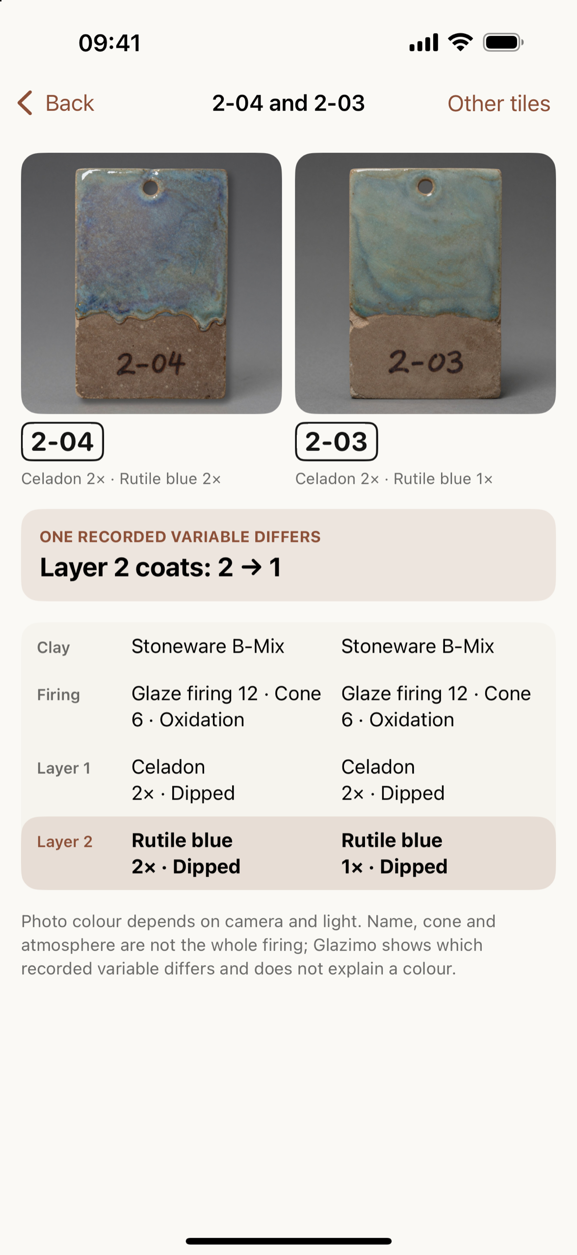 Tiles 2-04 and 2-03 with one recorded difference