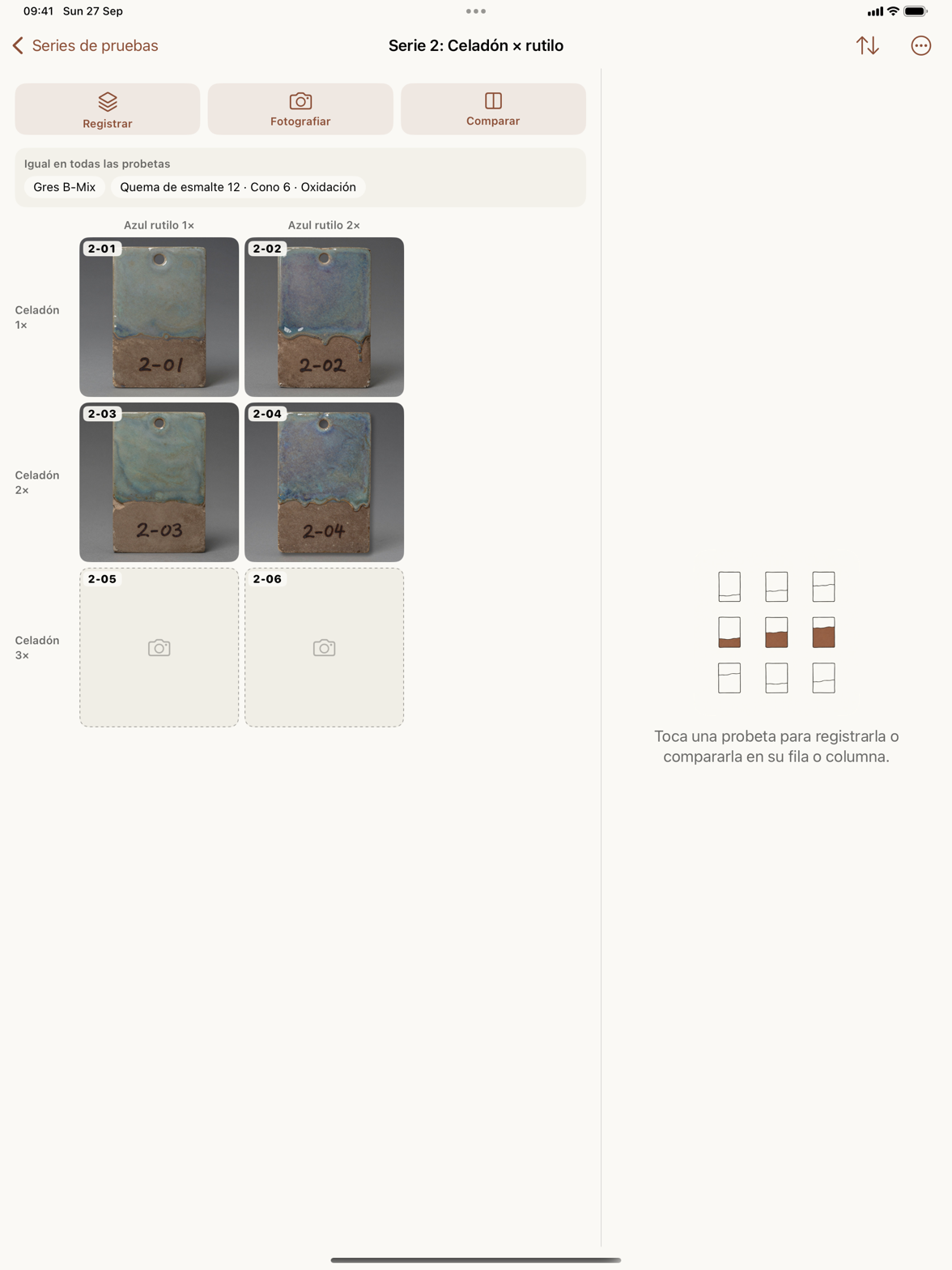 Una cuadrícula de manos con probetas numeradas y fotos