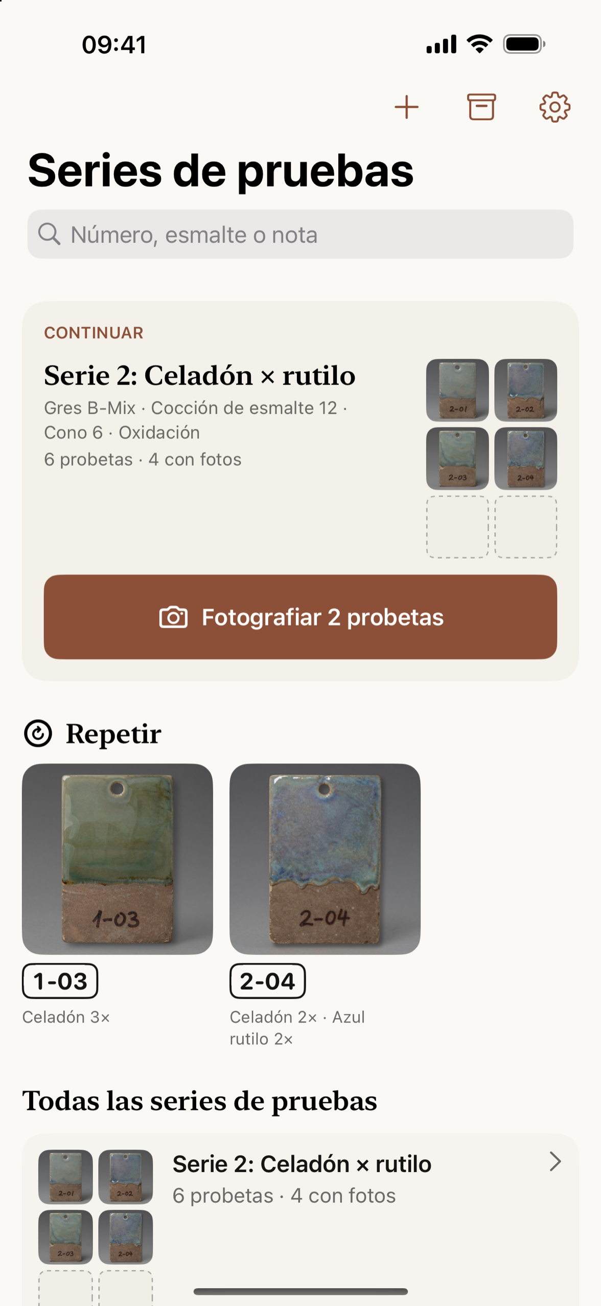 La biblioteca con las probetas guardadas para repetir